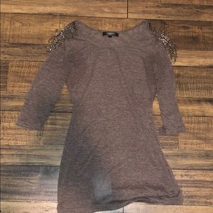 Brown top with silver shoulder detail